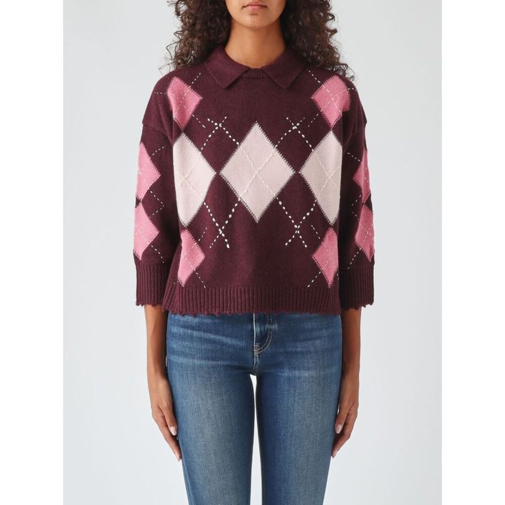 Pinko Women Pinko Argyle Wool And Cashmere Long-Sleeved Polo Jumper